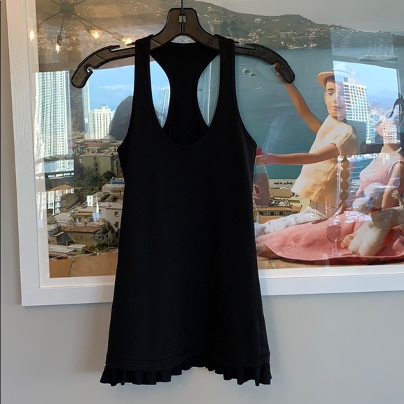 💕HP💕Lululemon LIMITED EDITION cool racerback black ruffled hem tank - Picture 6 of 12